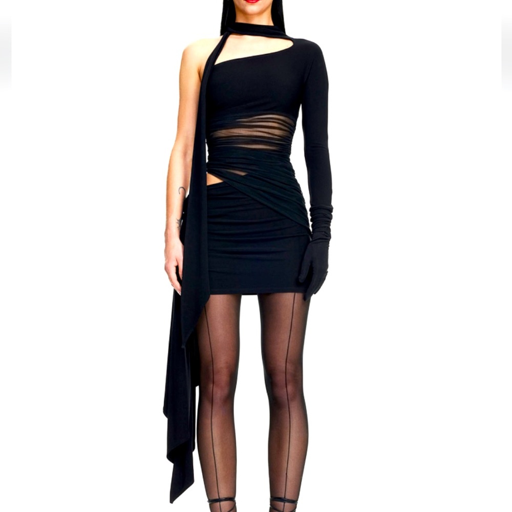 Thierry Mugler for H&M Black Knot Detail One Shoulder Dress Size XL, NWOT’s